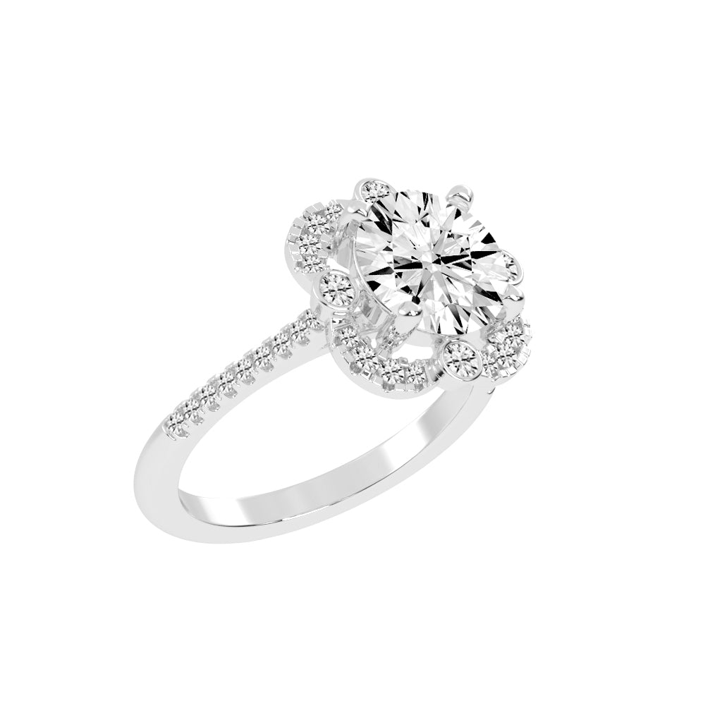 Halorex  Accent Stone Round Cut Halo Lab Diamond Ring