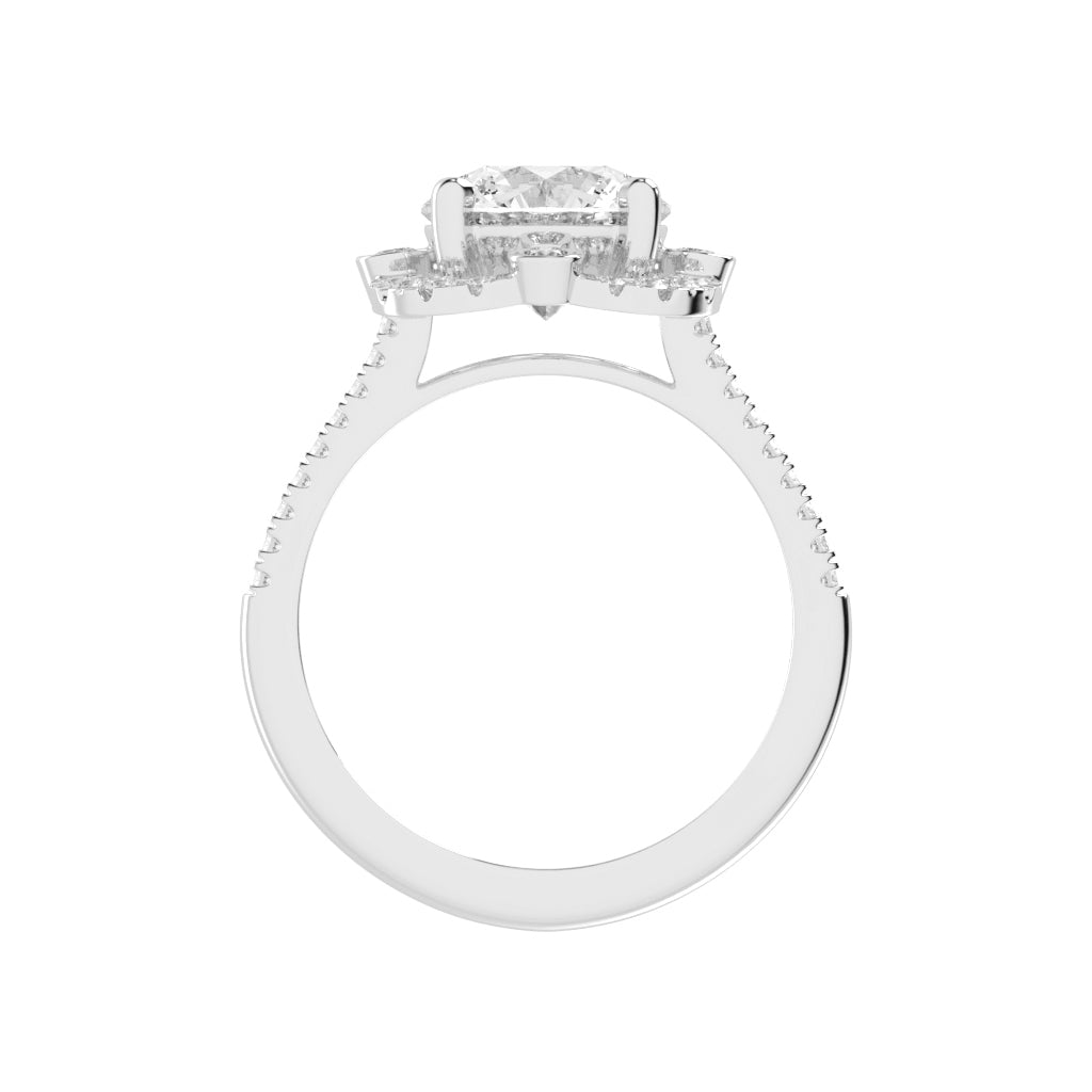 Halorex  Accent Stone Round Cut Halo Lab Diamond Ring