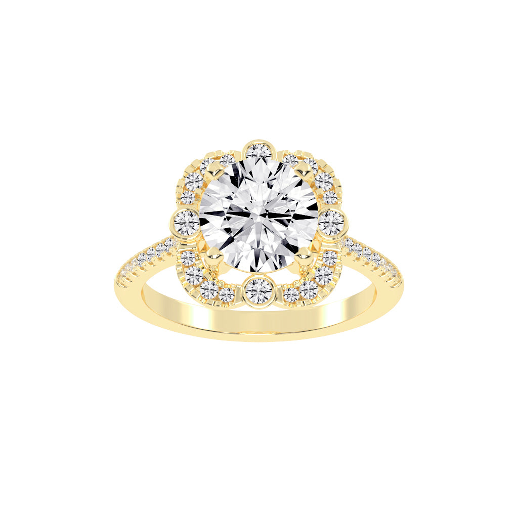 Halorex  Accent Stone Round Cut Halo Lab Diamond Ring