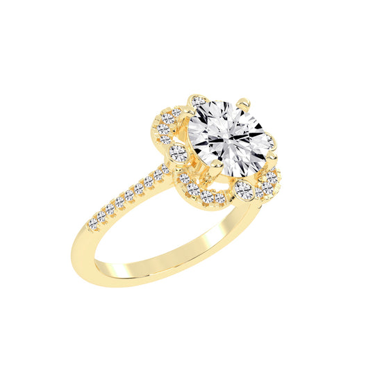 Halorex  Accent Stone Round Cut Halo Lab Diamond Ring