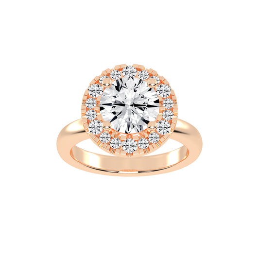 Halonita  Four Prong Round Cut Halo Lab Diamond Ring