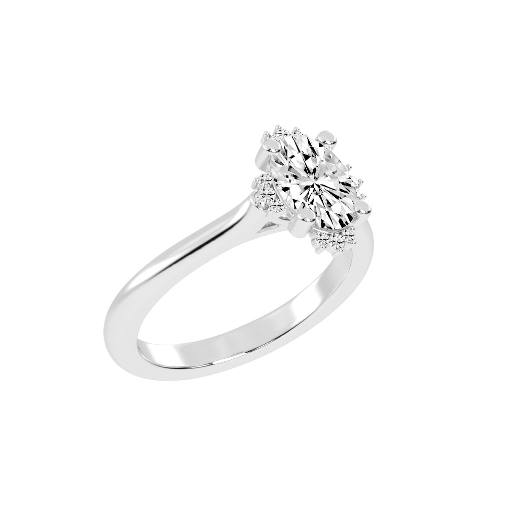 Haliquean  Four Prong Oval Cut Halo Lab Diamond Ring