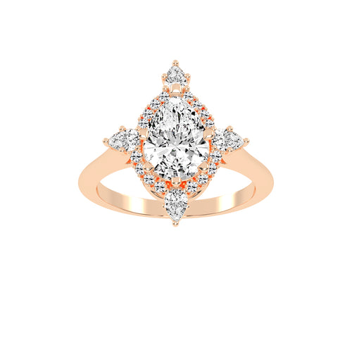 Halistine Halo Cluster Pear Cut Lab Diamond Ring