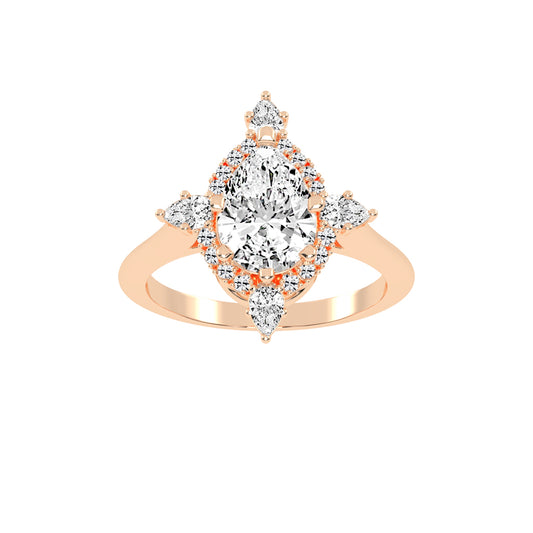 Halistine Halo Cluster Pear Cut Lab Diamond Ring