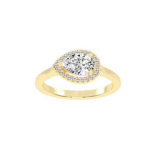 Halistaire Pear Cut Halo Lab Diamond Ring