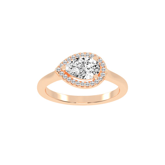 Halistaire Pear Cut Halo Lab Diamond Ring