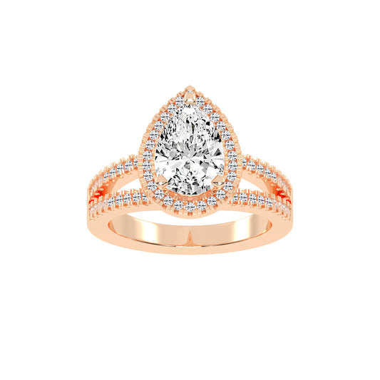 Diamorina Split Shank Pear Cut Side Stone Lab Diamond Ring