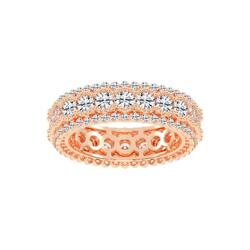 Valenne Three Row Round Cut Lab Diamond Ring