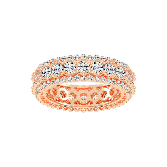 Valenne Three Row Round Cut Lab Diamond Ring