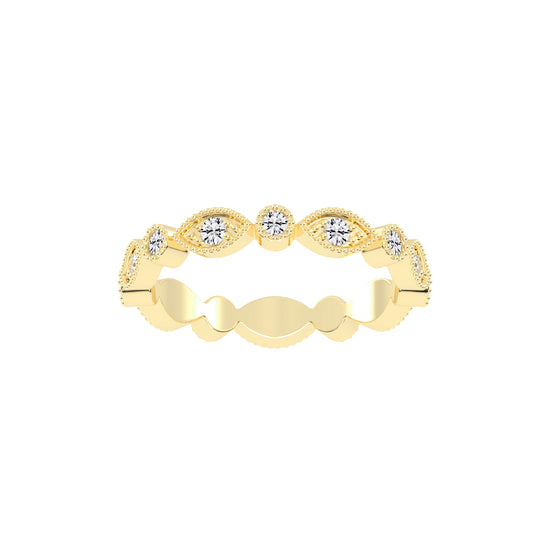 Alouette Bezel Set Round  Leaf Cut Lab Diamond Ring
