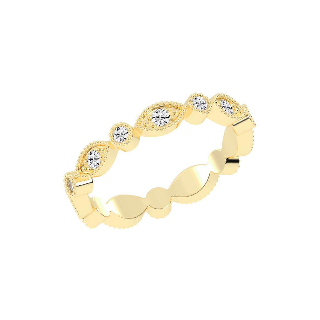 Alouette Bezel Set Round  Leaf Cut Lab Diamond Ring