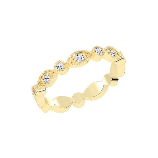 Alouette Bezel Set Round  Leaf Cut Lab Diamond Ring