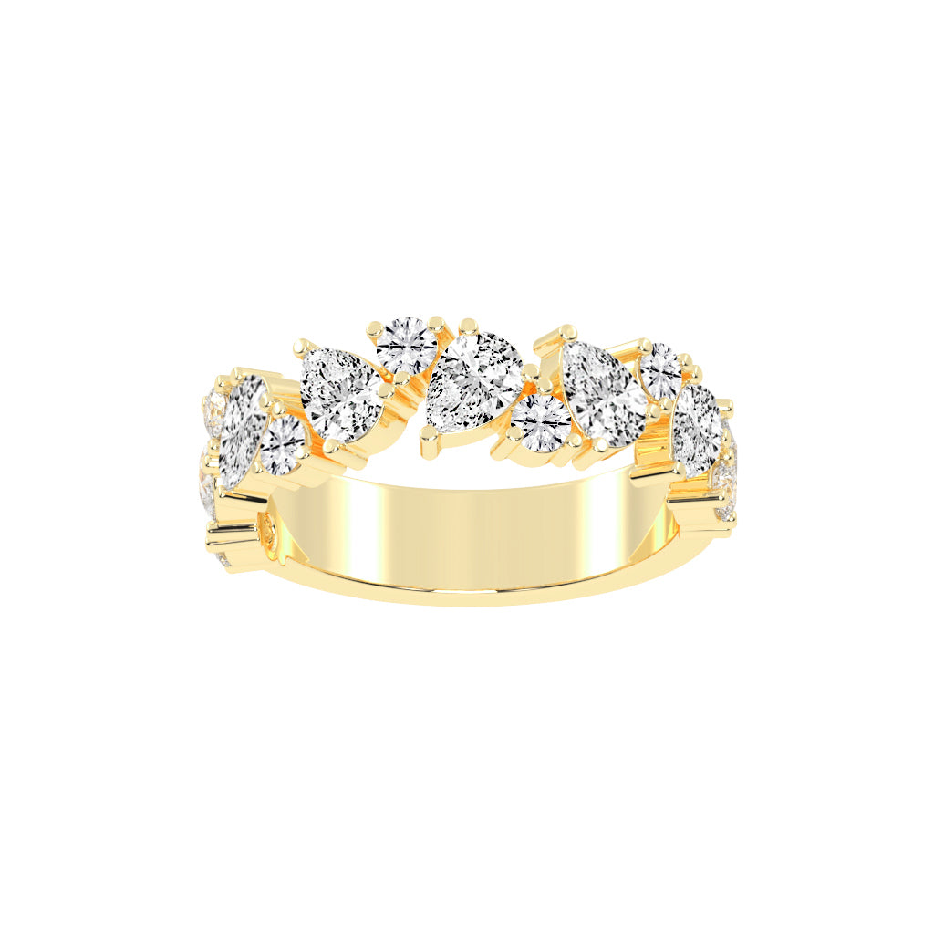 Vespera Three Prong Pear  Round Cut Eternity Diamond Ring