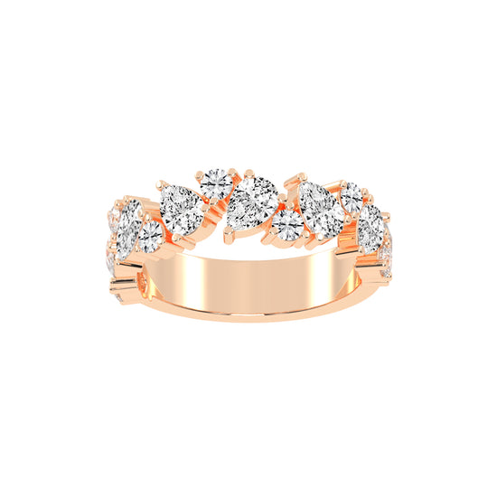 Vespera Three Prong Pear  Round Cut Eternity Diamond Ring