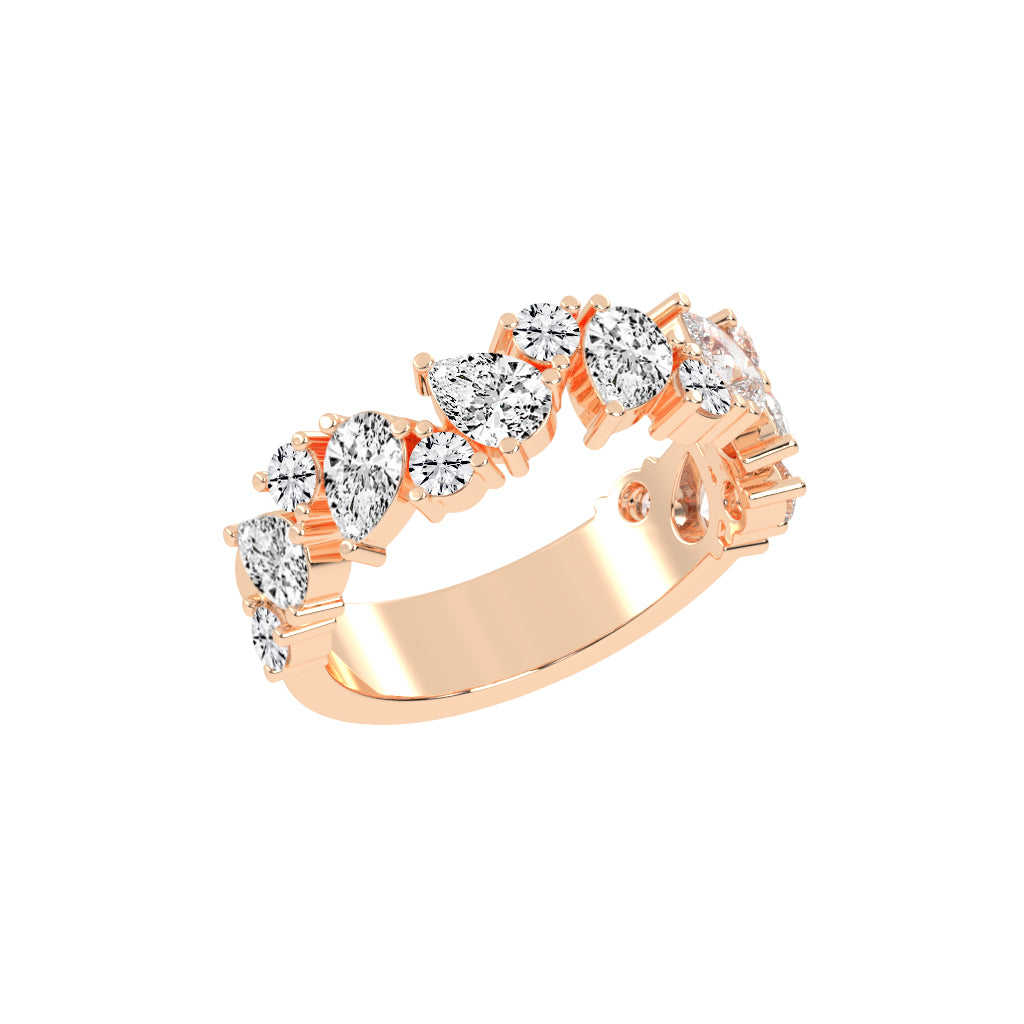 Vespera Three Prong Pear  Round Cut Eternity Diamond Ring