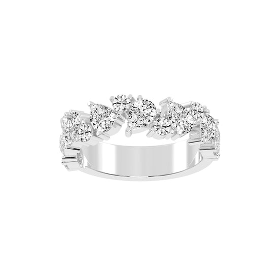 Vespera Three Prong Pear  Round Cut Eternity Diamond Ring