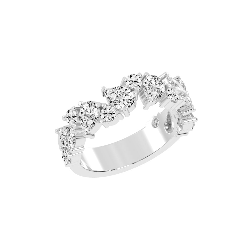 Vespera Three Prong Pear  Round Cut Eternity Diamond Ring