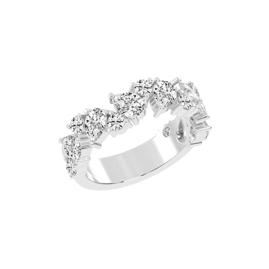 Vespera Three Prong Pear  Round Cut Eternity Diamond Ring