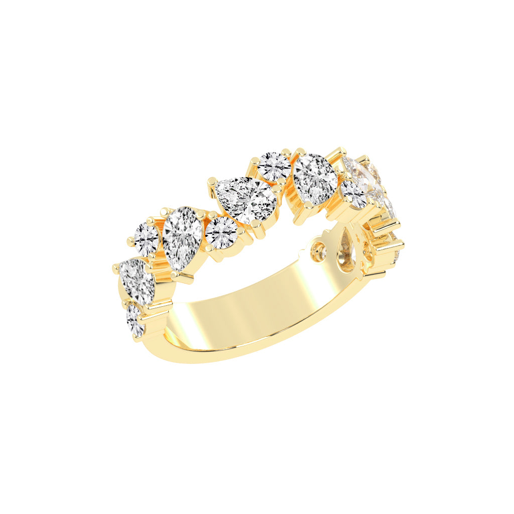 Vespera Three Prong Pear  Round Cut Eternity Diamond Ring