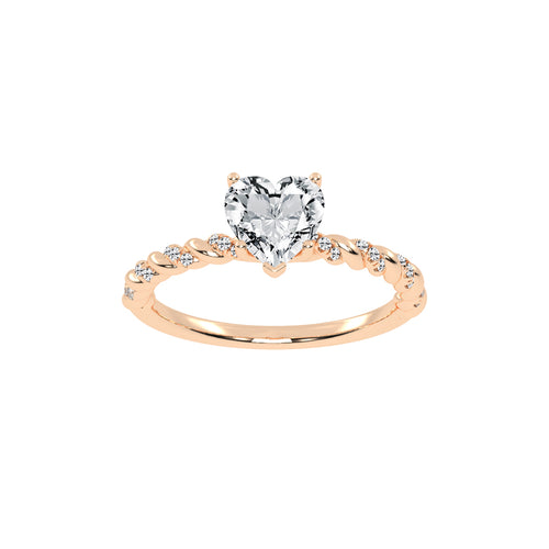 Sideriva Braided Heart Shape Side Stone Lab Diamond Ring