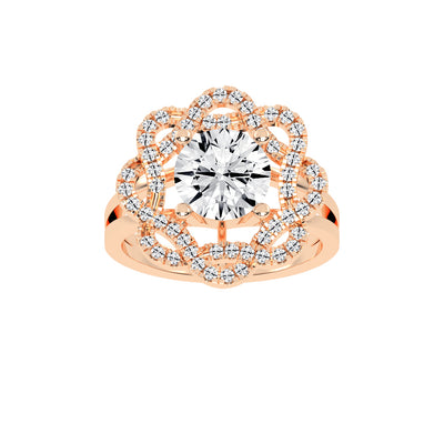 Veloretta Four Prong Round Lab Diamond Ring