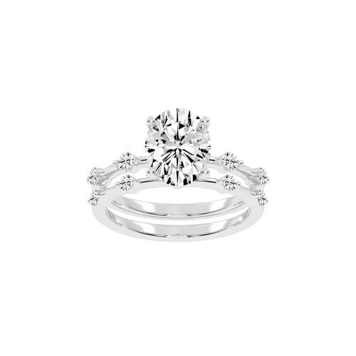 Sidenity Oval Cut Sides Stone Lab Diamond Ring