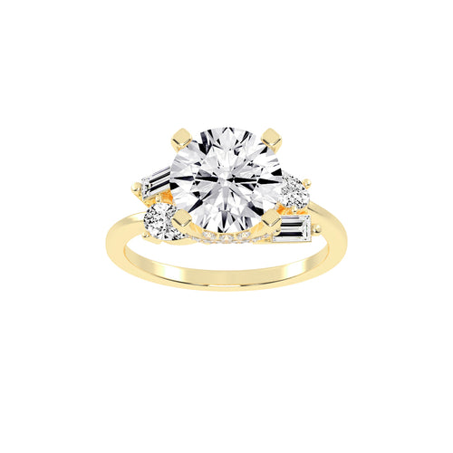 Quintara Tab Prong Round Cut Classic Lab Diamond Ring
