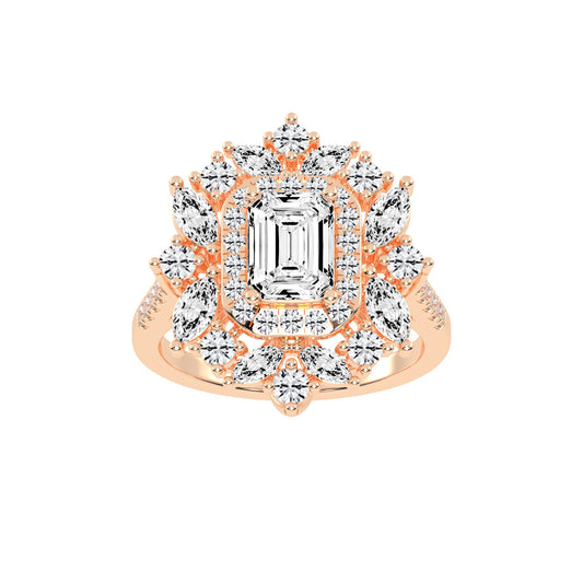 Luxivia Emerald Shape Cut Diamond Ring