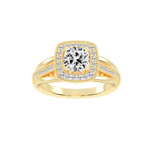 Haliora Bridge Accent Split Shank Halo Lab Diamond Ring