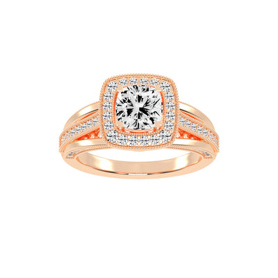 Haliora Bridge Accent Split Shank Halo Lab Diamond Ring