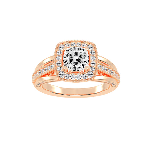 Haliora Bridge Accent Split Shank Halo Lab Diamond Ring