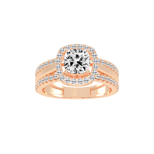Halysia Cushion Cut Halo Lab Diamond Ring