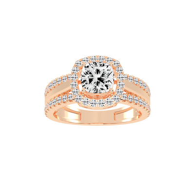 Halysia Cushion Cut Halo Lab Diamond Ring
