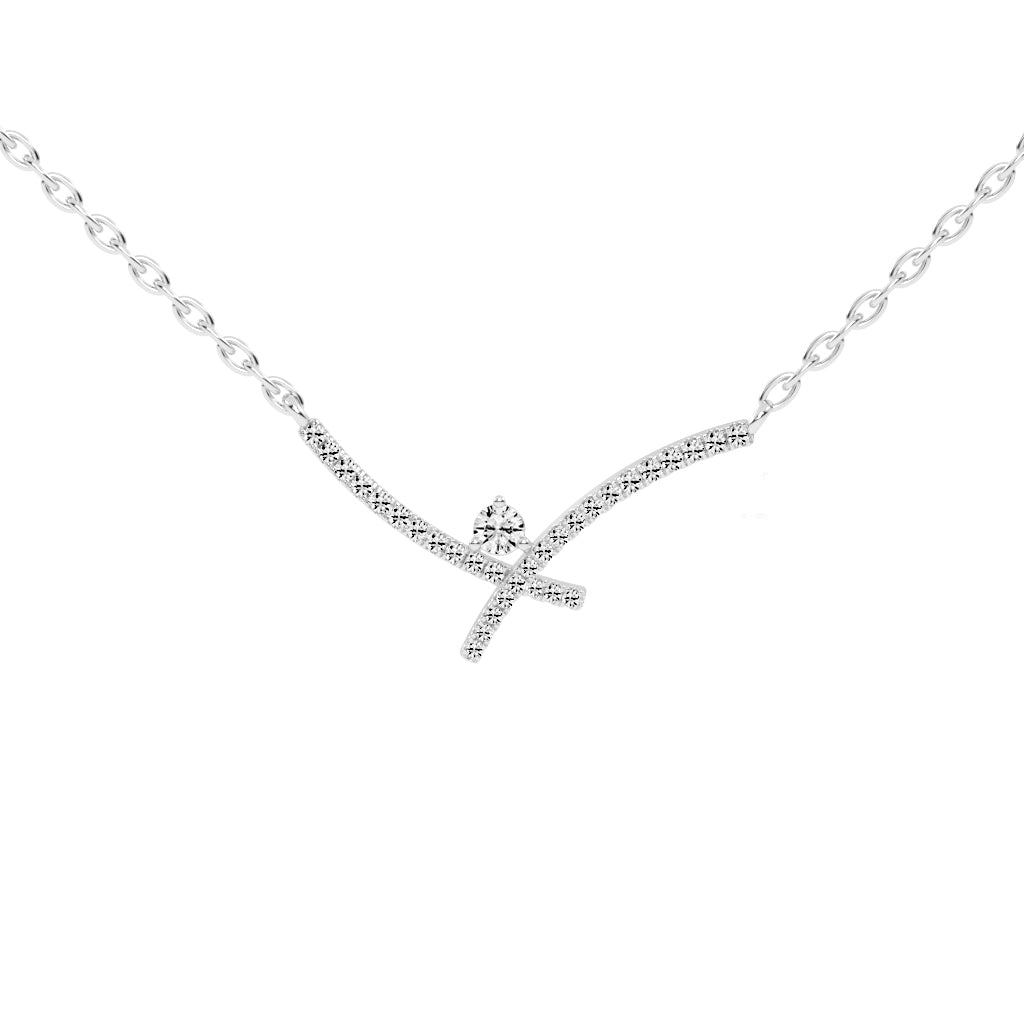 Cleo XShape Round Cut Delicate Lab Diamond Pendant