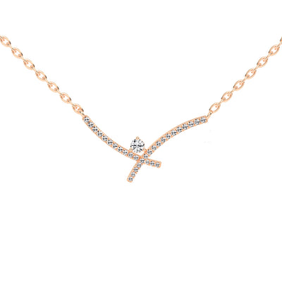Cleo XShape Round Cut Delicate Lab Diamond Pendant