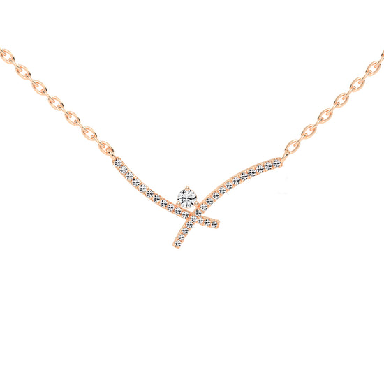 Cleo XShape Round Cut Delicate Lab Diamond Pendant