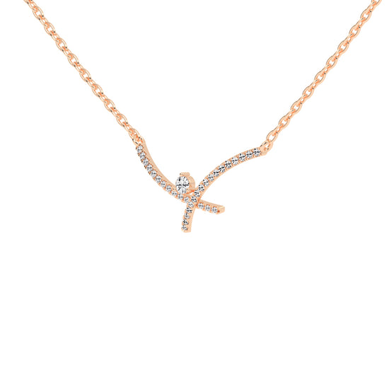 Cleo XShape Round Cut Delicate Lab Diamond Pendant
