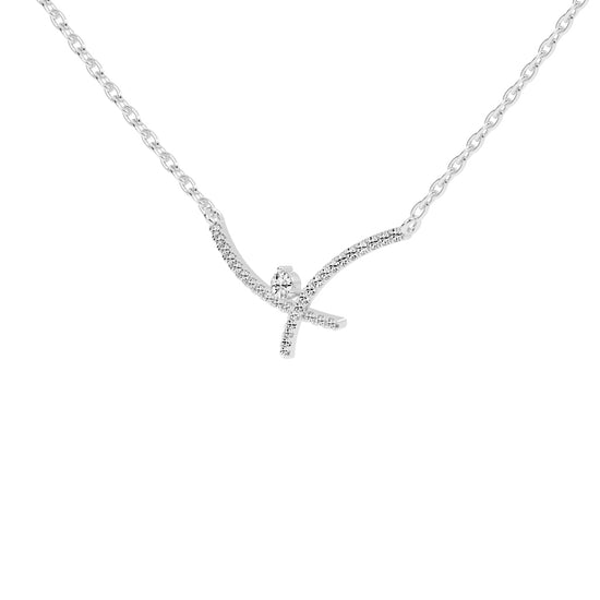 Cleo XShape Round Cut Delicate Lab Diamond Pendant