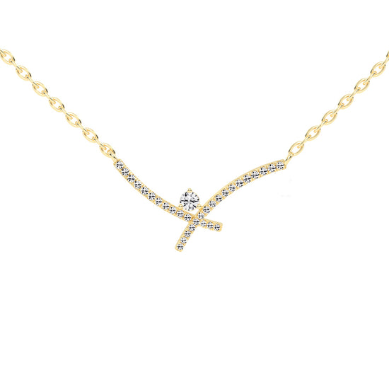 Cleo XShape Round Cut Delicate Lab Diamond Pendant