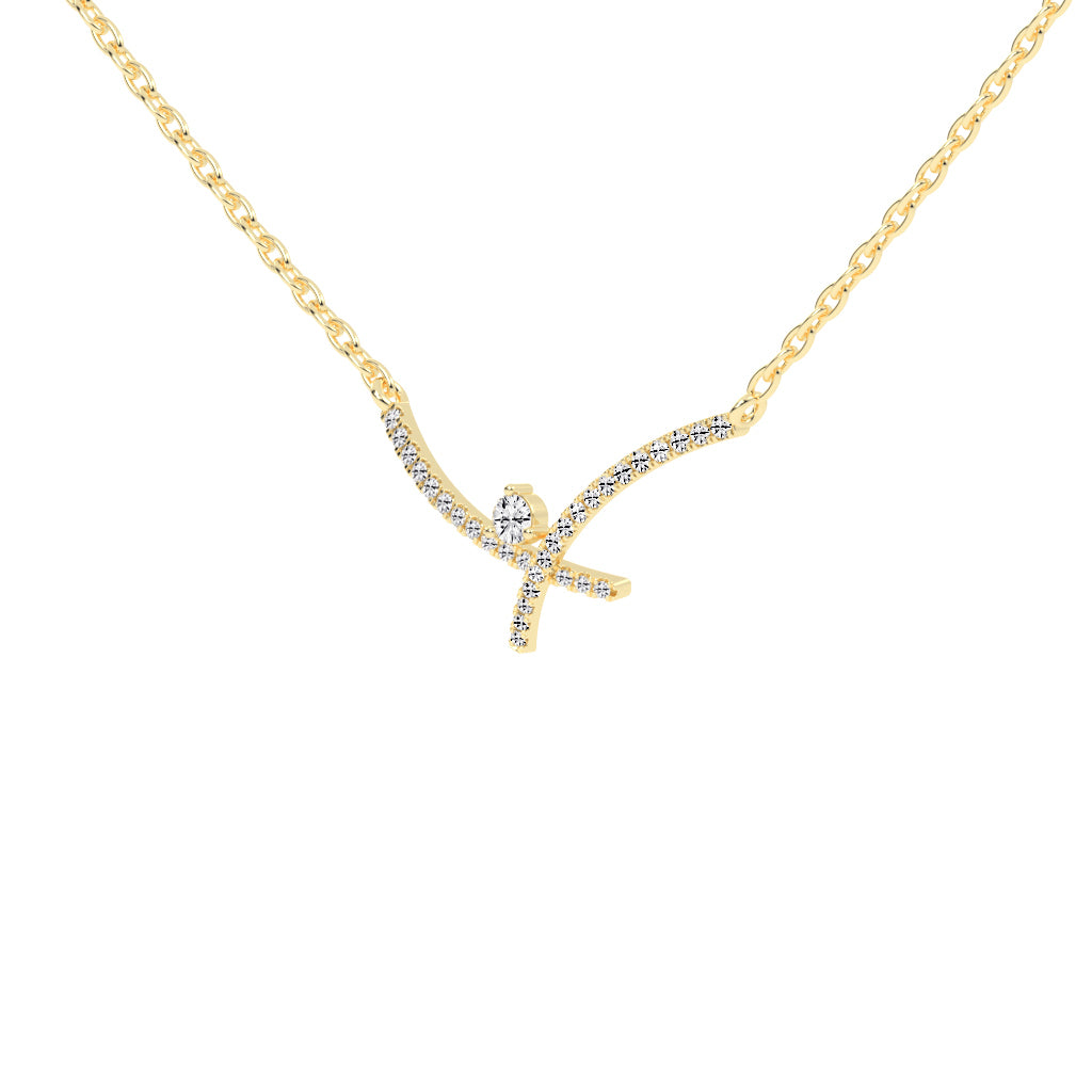 Cleo XShape Round Cut Delicate Lab Diamond Pendant