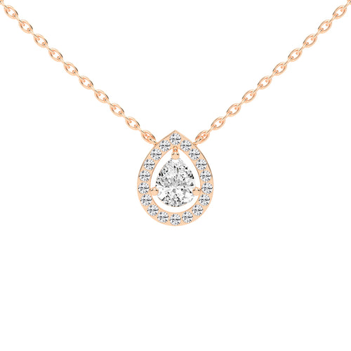 Xylia Pear Cut Halo Lab Diamond Pendant