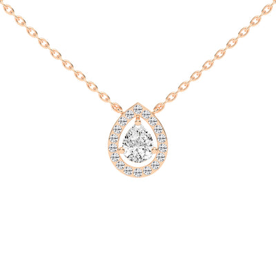 Xylia Pear Cut Halo Lab Diamond Pendant