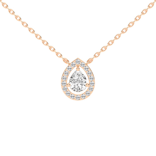 Xylia Pear Cut Halo Lab Diamond Pendant