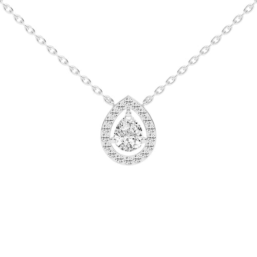Xylia Pear Cut Halo Lab Diamond Pendant