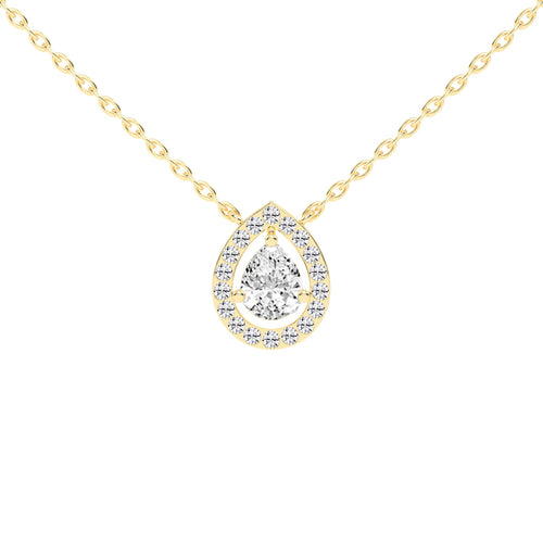 Xylia Pear Cut Halo Lab Diamond Pendant