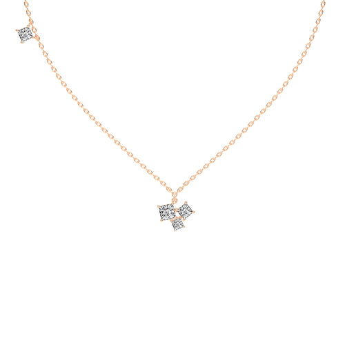 Meaira 3Ct Three Stone Princess Cut Fancy Lab Diamond Pendant