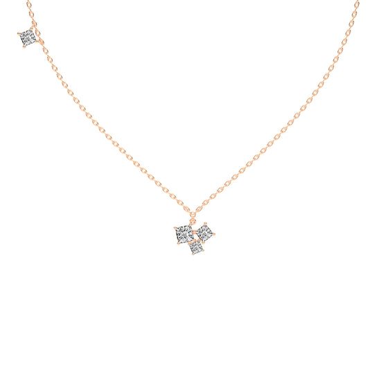 Meaira 3Ct Three Stone Princess Cut Fancy Lab Diamond Pendant