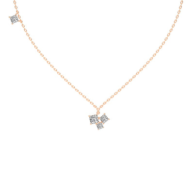Meaira 3Ct Three Stone Princess Cut Fancy Lab Diamond Pendant