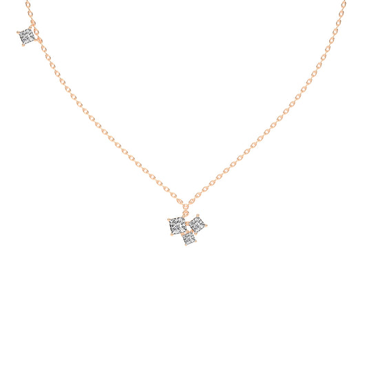 Meaira 3Ct Three Stone Princess Cut Fancy Lab Diamond Pendant