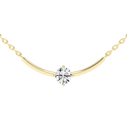 1Ct Round Shape Yellow Gold Solitaire Pendants